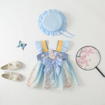 Layla Princess Birthday Baby Girls Romper Dress with Hat