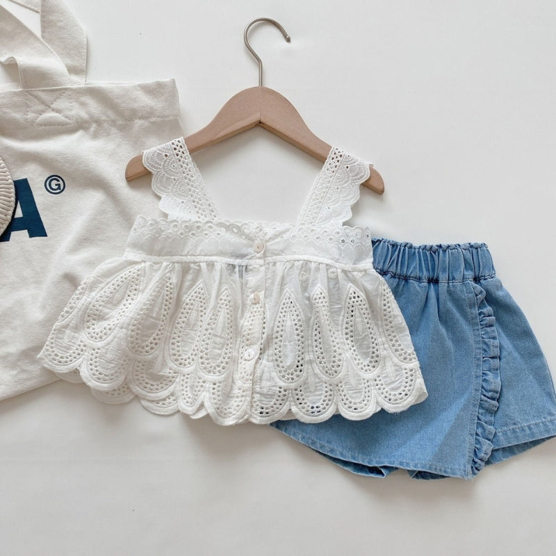 Ju Ju Jam Ivory Love Set – baby girls top and matching skorts for a stylish and comfy look.

