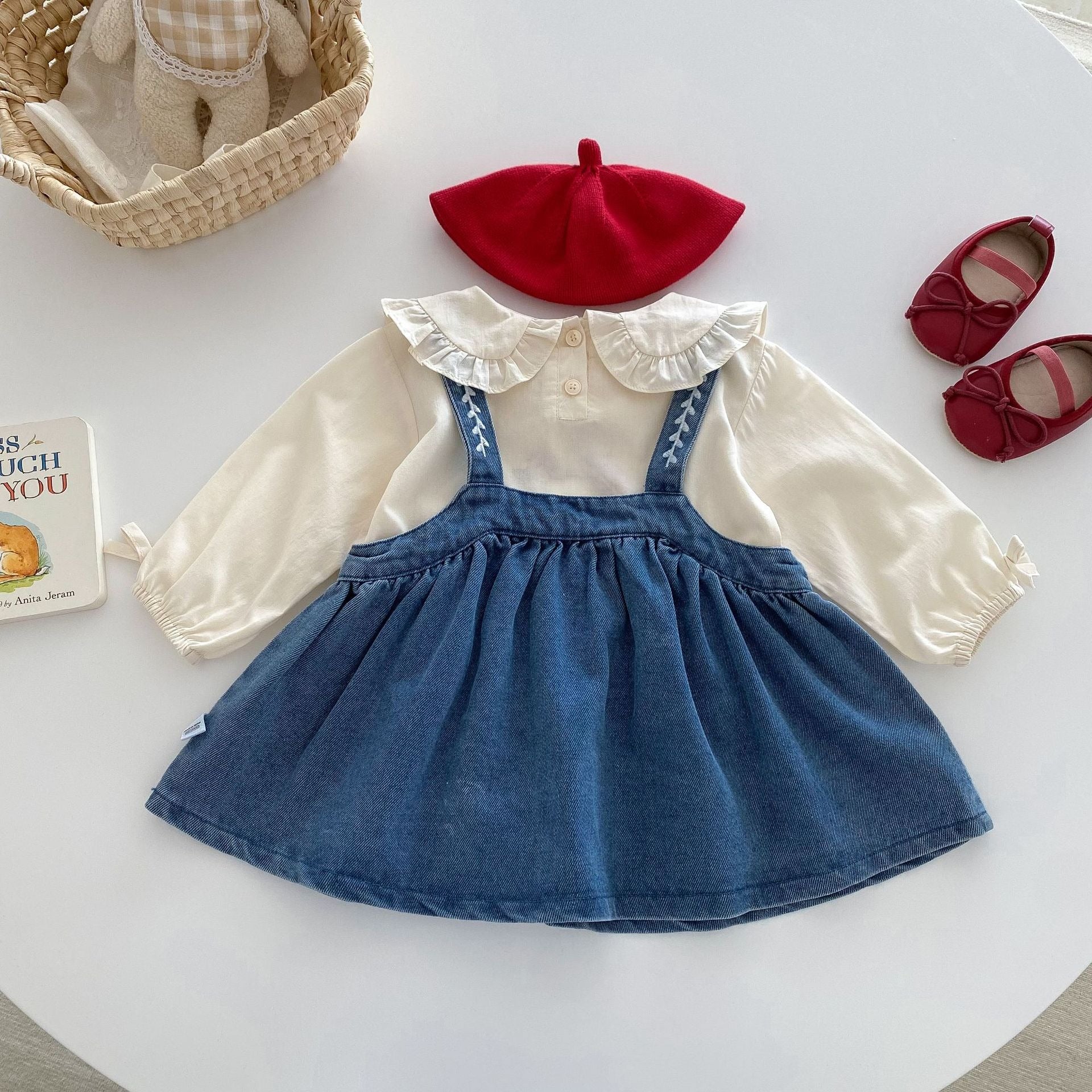 Close-up of embroidery on Valentina girls dress set – Ju Ju Jam

