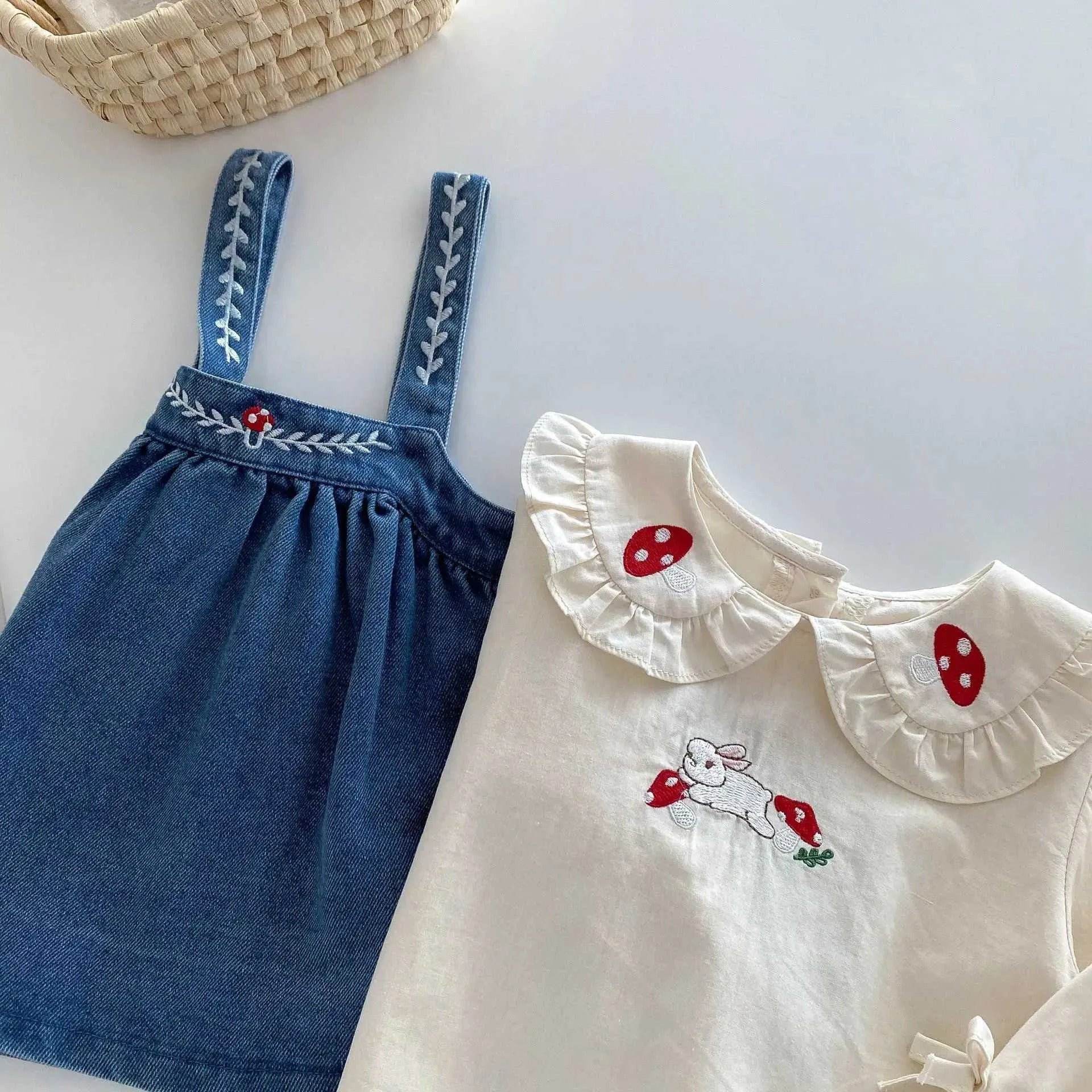 Elegant baby girl outfit with embroidered top and dress – Ju Ju Jam Valentina

