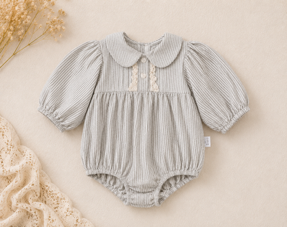 Vintage Cotton Baby Girls Striped Romper