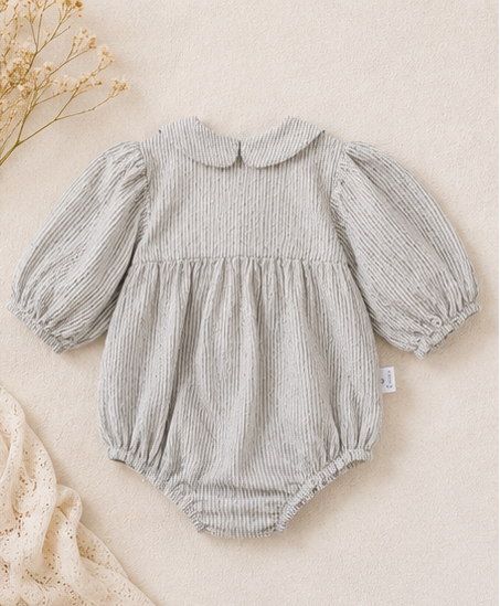 Vintage Cotton Baby Girls Striped Romper