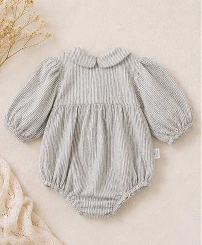 Vintage Cotton Baby Girls Striped Romper