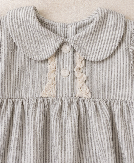 Vintage Cotton Baby Girls Striped Romper