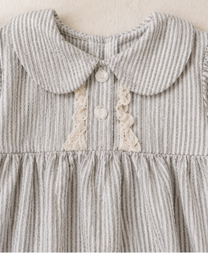 Vintage Cotton Baby Girls Striped Romper
