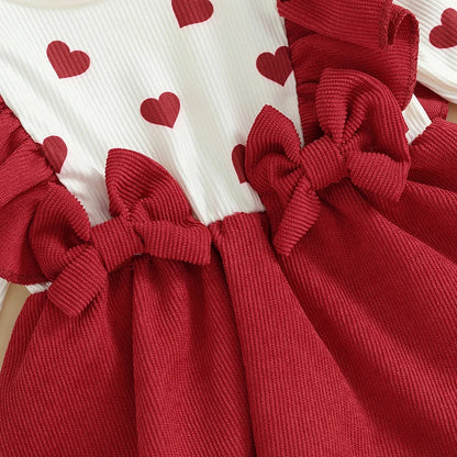 Red Heart Baby Girls Romper Dress with Headbow & Socks
