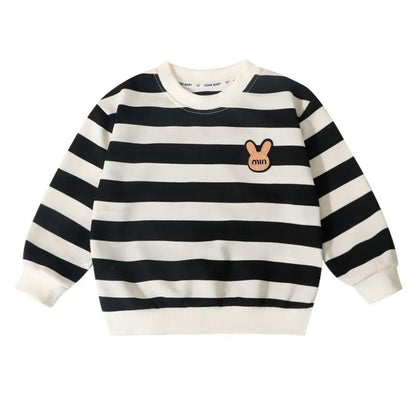 Black and White Striped Girls Sweatshirt T-shirt