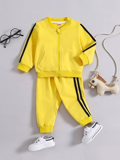 Yellow color-blocked boys tracksuit set with hoodie – Ju Ju Jam

