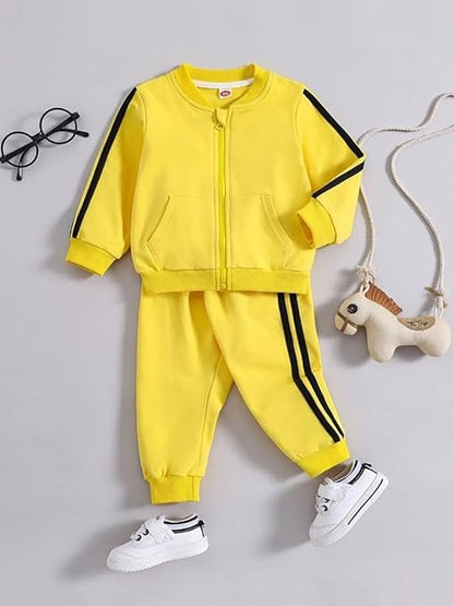 Yellow color-blocked boys tracksuit set with hoodie – Ju Ju Jam

