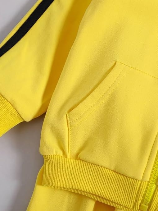Athletic-style baby boys track suit in yellow block pattern – Ju Ju Jam

