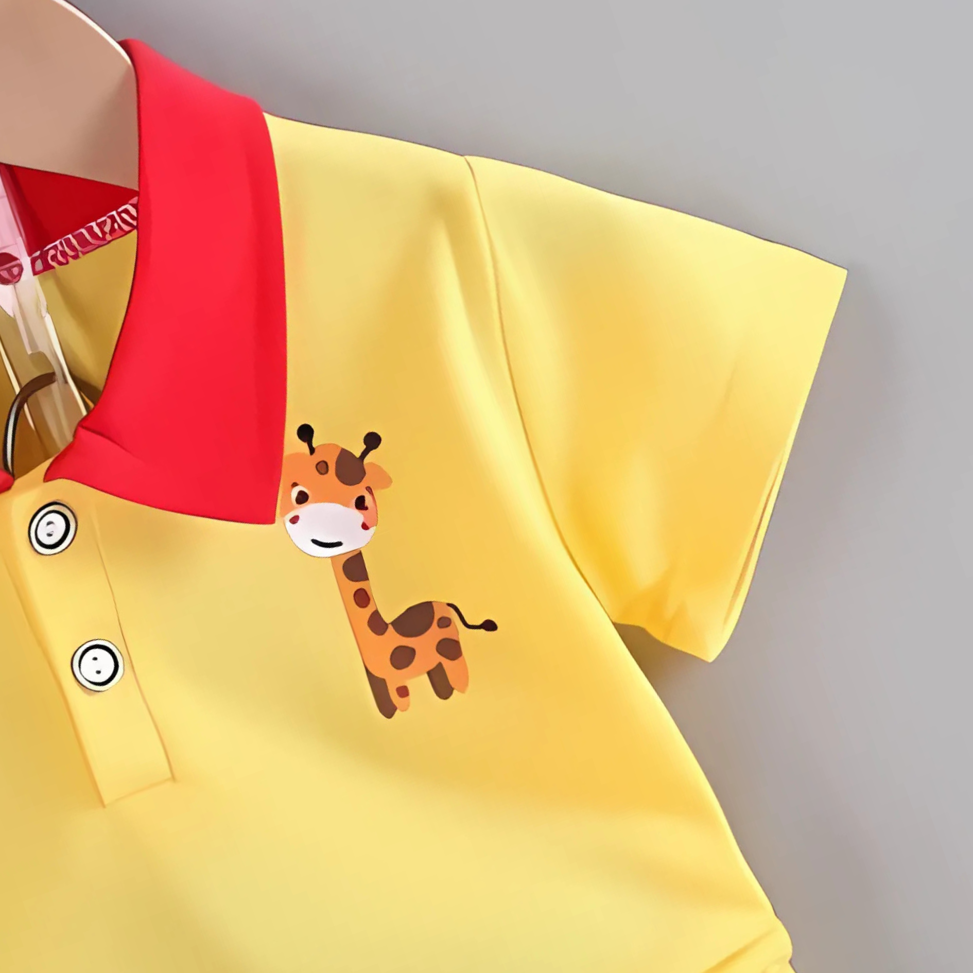 Giraffe print boys clothing set – Ju Ju Jam collared tee and bottom combo

