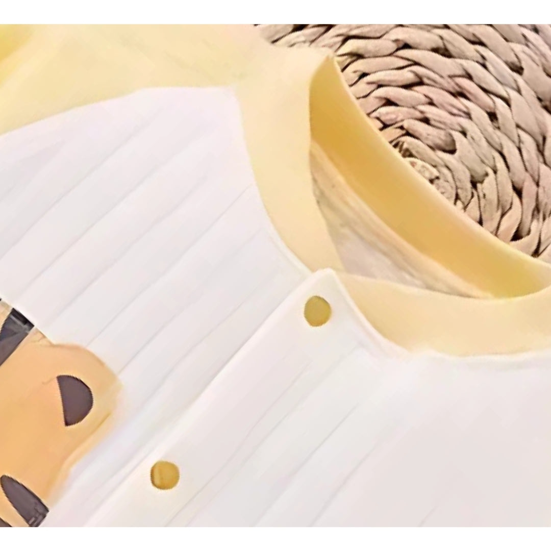 Bright yellow baby tiger romper for boys and girls – comfy and fun by Ju Ju Jam.

