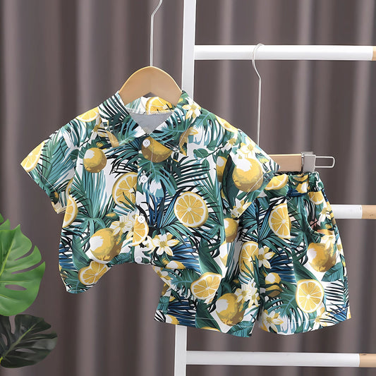 Zesty lemon print boys clothing set by Ju Ju Jam

