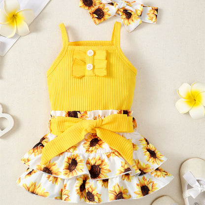 Charming Yellow Romper with Skirt Set by Ju Ju Jam for Little Ones