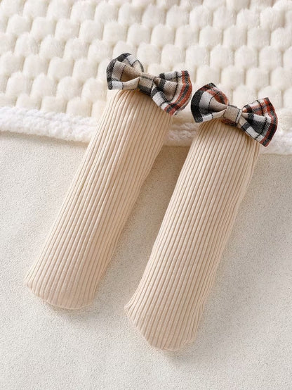 Little Plaid Baby Girls Romper Skirt Set with Headband and Socks