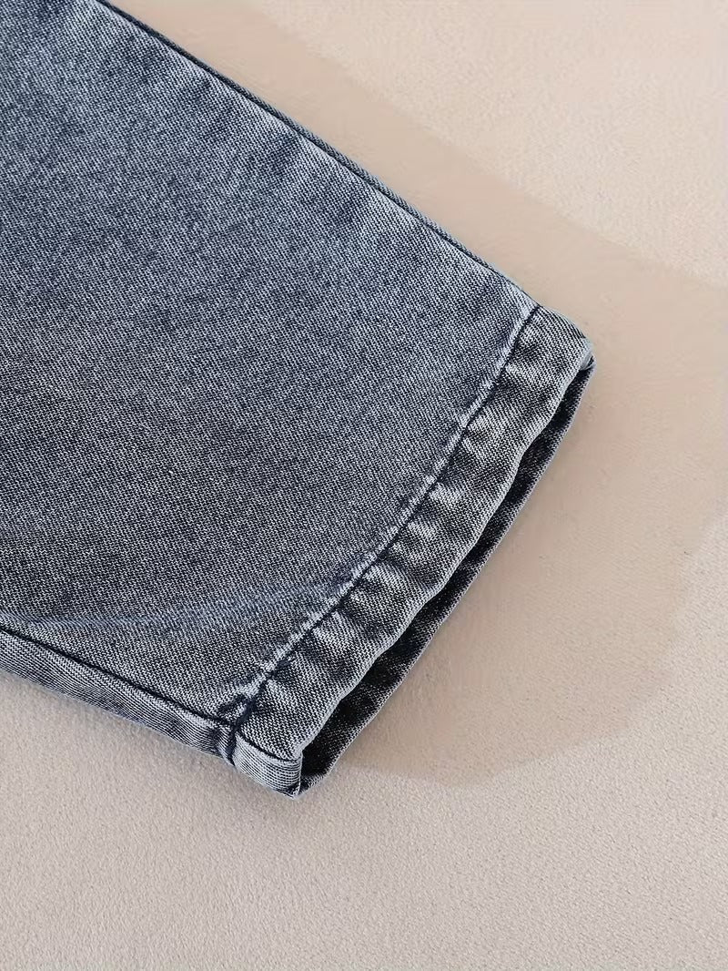 Tiny Teddy Hugs Baby Girls Denim Jumpsuit Set