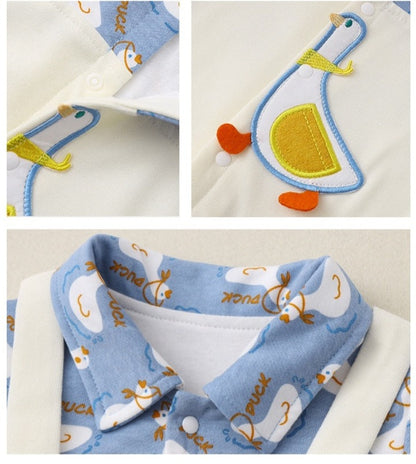 Ju Ju Jam's White Blue Duck Romper - Ideal for playtime and outings