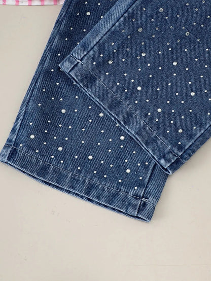 Claire Pearl Denim Three Piece Girls Jeans Set