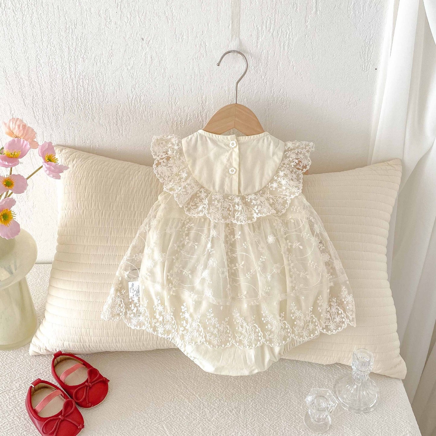 Red Bow Baby Girls Romper Dress