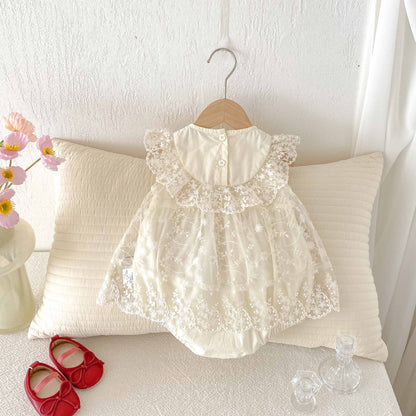 Red Bow Baby Girls Romper Dress