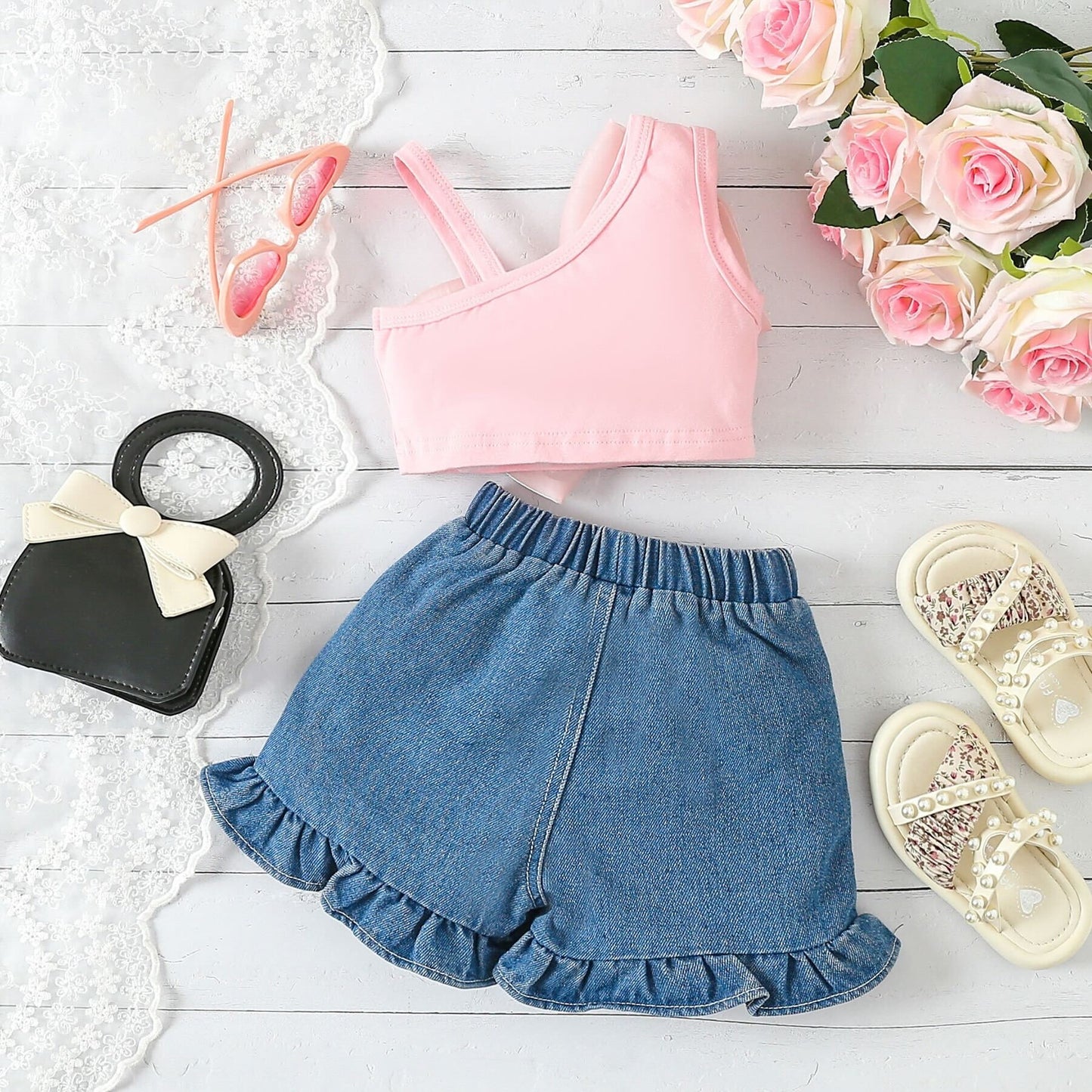 Ava Soft Bow Girls Two Piece Set