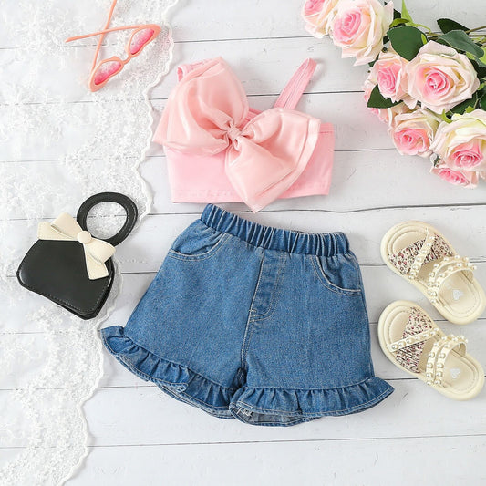 Ava Soft Bow Girls Two Piece Set