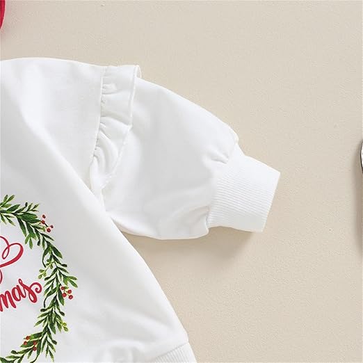 Adorable Baby Girls Merry Christmas Top with Bell Bottom Set, perfect for creating magical Christmas memories.