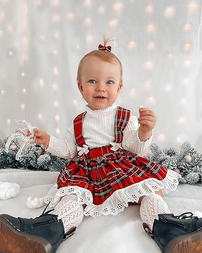 Plaid Charm baby girls romper set with a bow, stylish and adorable outfit by Ju Ju Jam.