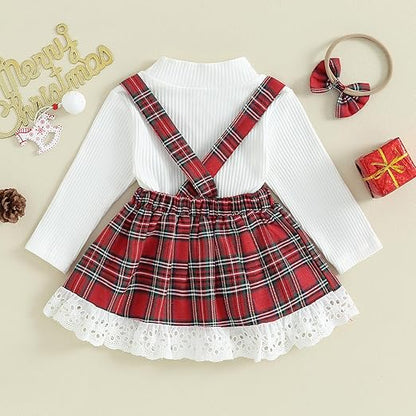 Ju Ju Jam baby girls plaid romper set, featuring a lovely bow accent, ideal for stylish little ones.