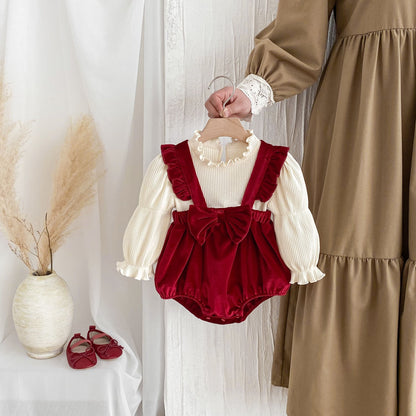 Velvet Wine Baby Girls Romper Dress
