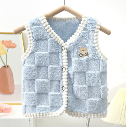 Elegant Bordered Baby Girls Cozy Vest