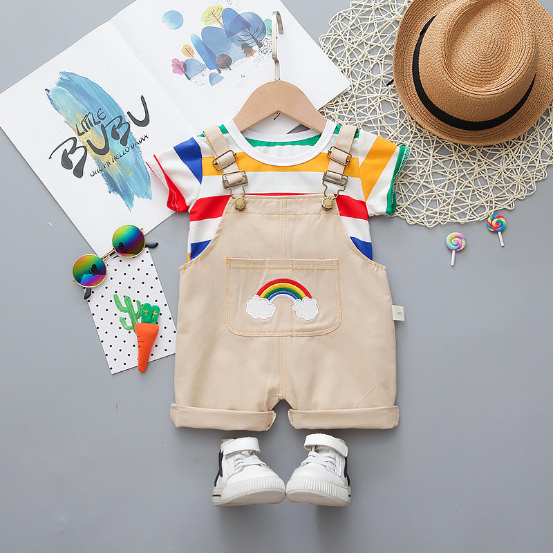 Adorable Kids' Rainbow Fine Striped Jumpsuit Set from Ju Ju Jam