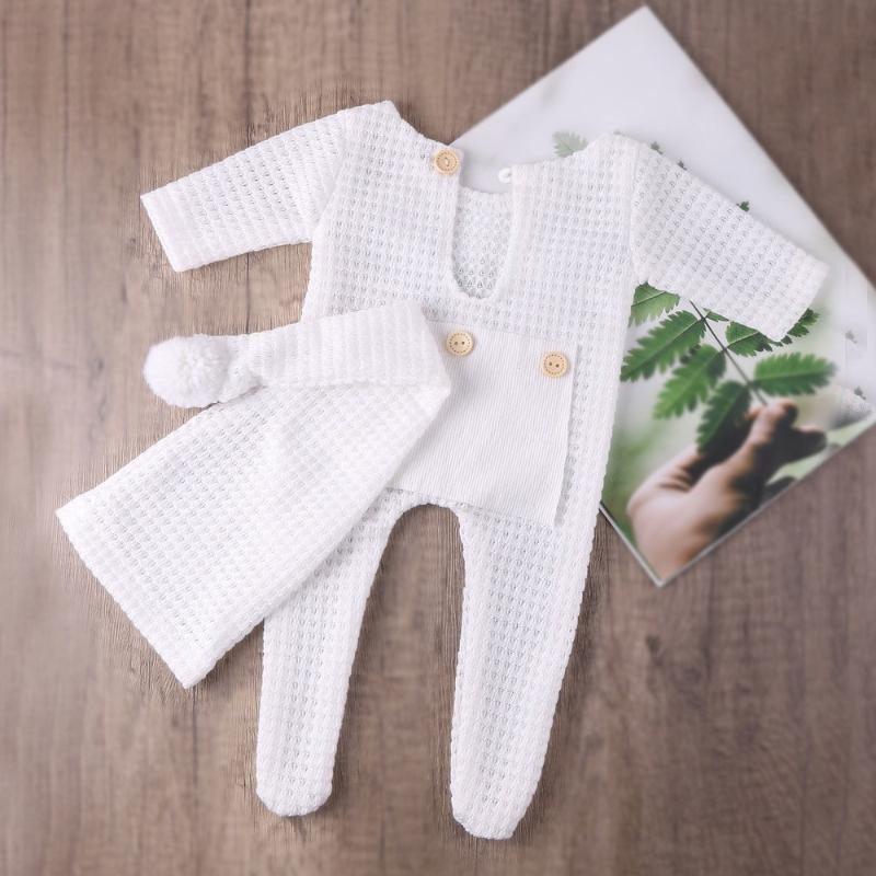 Newborn Baby Photoshoot Jumpsuit with Hat