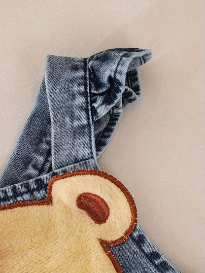 Tiny Teddy Hugs Baby Girls Denim Jumpsuit Set