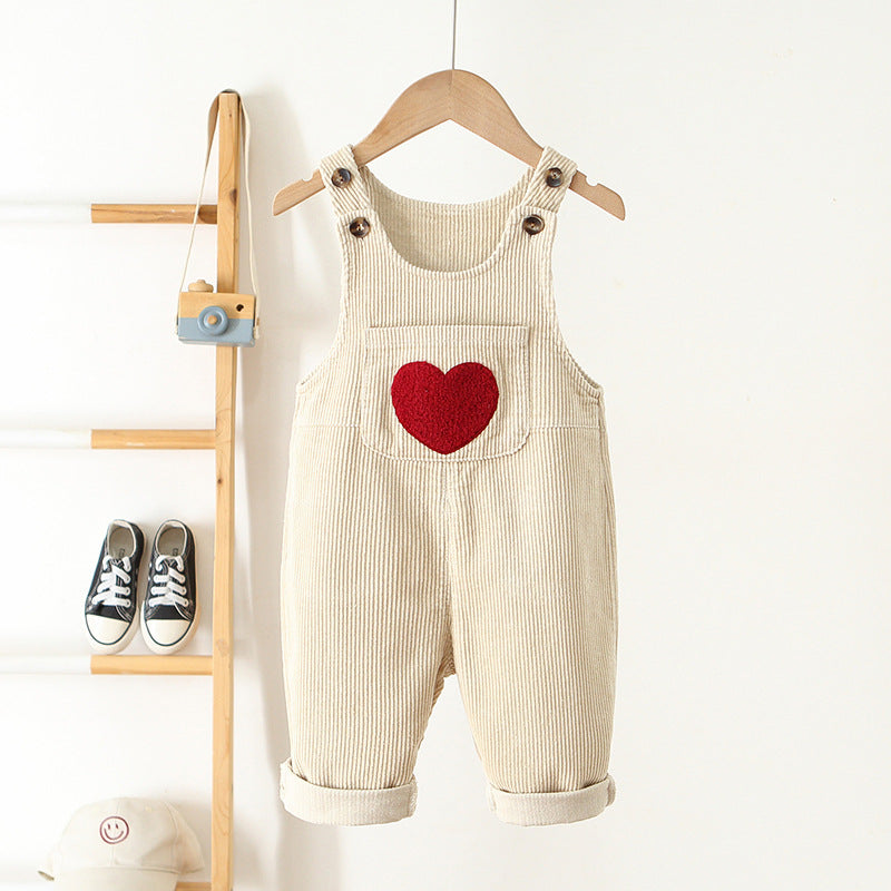 Adorable Corduroy Love Embroidered Jumpsuit by Ju Ju Jam