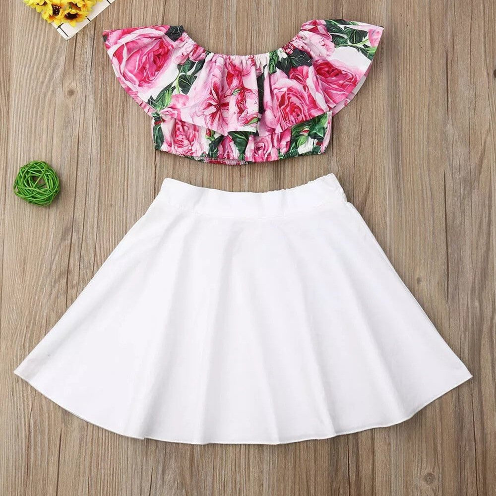 Charming Floral Crop Top and Skirt Set by Ju Ju Jam for Little Ones