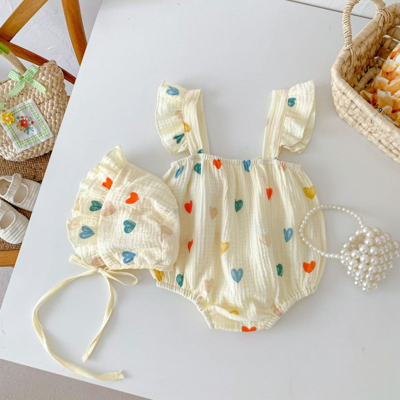 Colorful Rainbow Hearts Romper for Babies and Toddlers from Ju Ju Jam