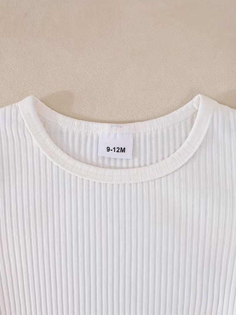 Tiny Teddy Hugs Baby Girls Denim Jumpsuit Set