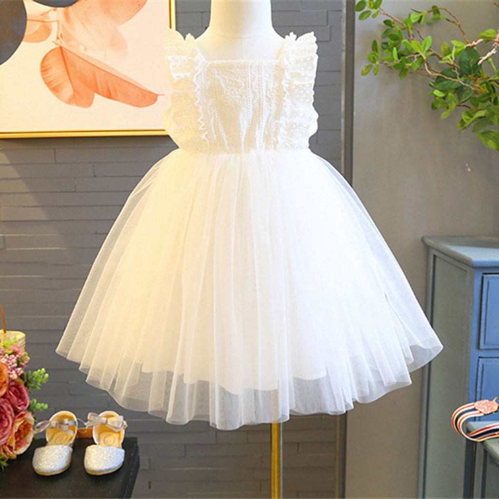 Ju Ju Jam's White Frill Princess Dress for girls, perfect for formal occasions and special celebrations.