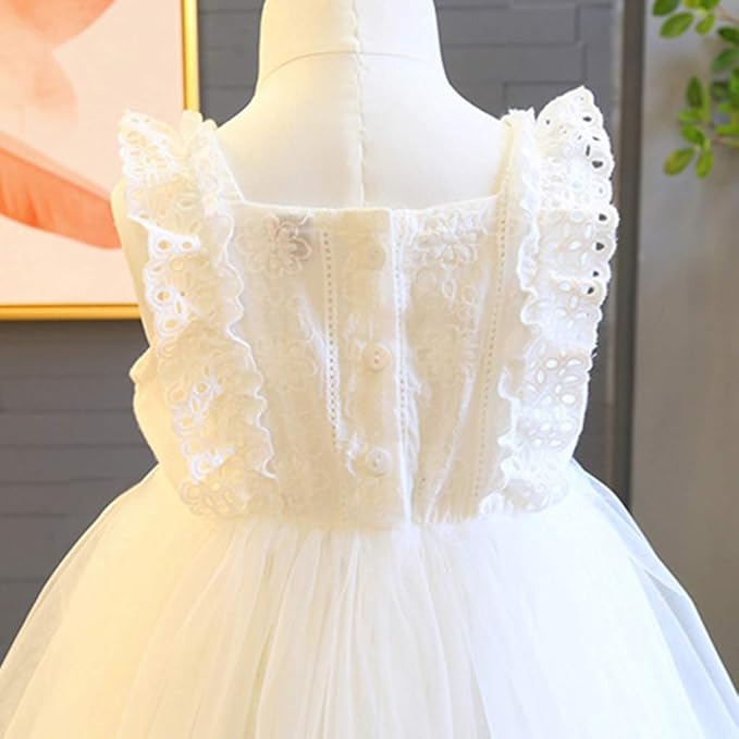 Ju Ju Jam White Frill Girls Princess Dress, crafted with soft fabric and intricate frill details for a royal feel.