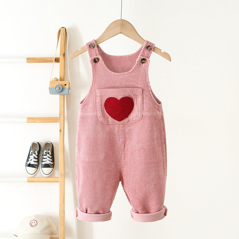 Cute Corduroy Love Embroidered Jumpsuit for Babies - Ju Ju Jam