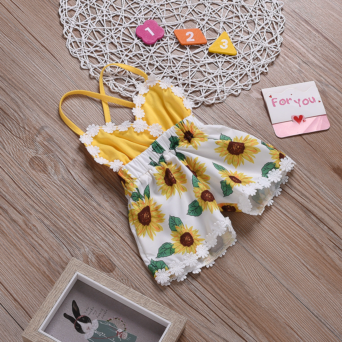 Chic Sunflower Lace Jumpsuit by Ju Ju Jam for little fashionistas