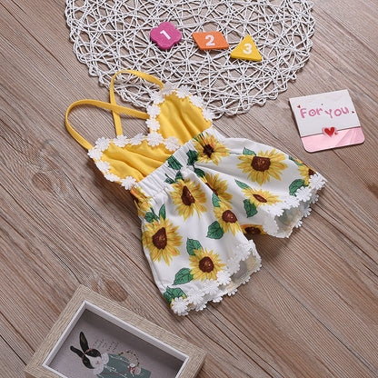 Chic Sunflower Lace Jumpsuit by Ju Ju Jam for little fashionistas