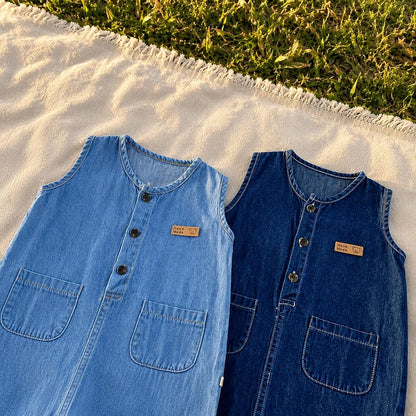 Picnic Perfect Unisex Baby Boys Girls Denim Set with Hat