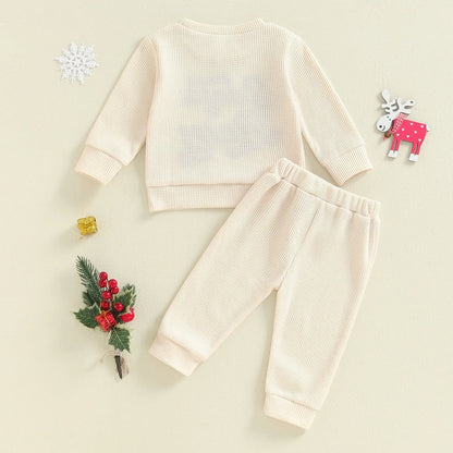 Santa Baby Boys and Girls Comfy Co-ord Set from Ju Ju Jam, ideal for festive family gatherings and holiday photos.