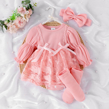 Luna Rose Baby Girls Romper with Headband & Socks