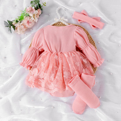 Luna Rose Baby Girls Romper with Headband & Socks