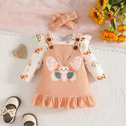 Ellie Bee Blossom Baby Girls Romper Dress with Headbow