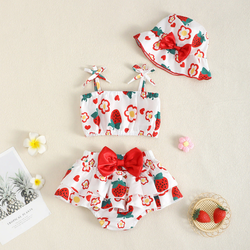Emilia Berry Baby Girls Love Skirt Set with Hat