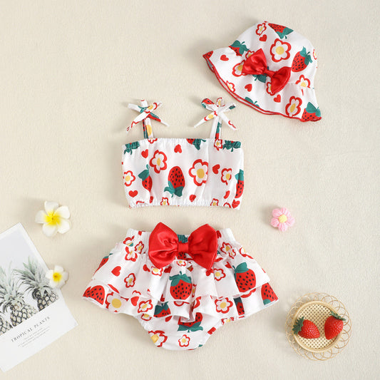 Emilia Berry Baby Girls Love Skirt Set with Hat